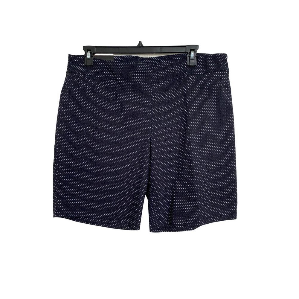 Hilary Radley Womens Navy Polka Dot Bermuda Shorts Size XXL 9' Inseam Casual